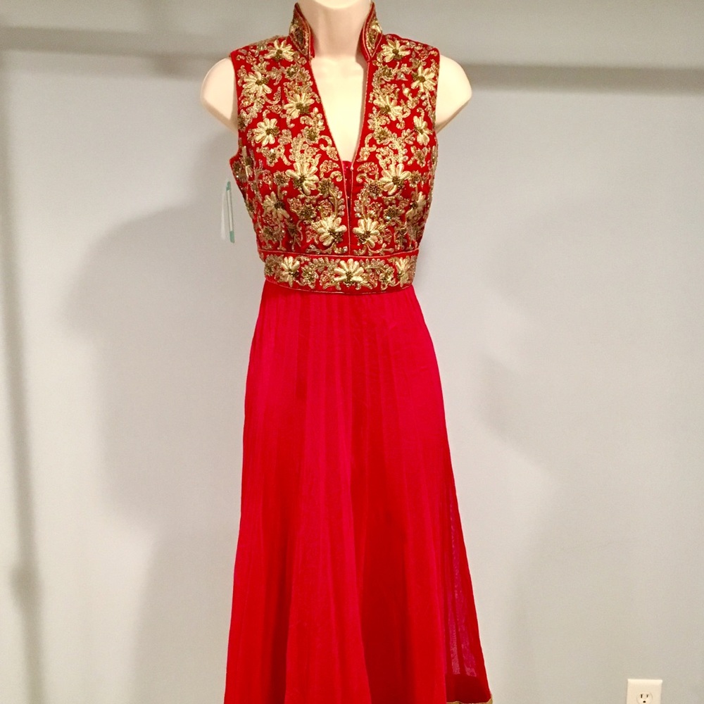 Red and gold Indian traditional dress